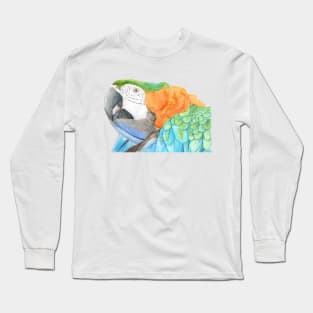 Harlequin hybird macaw watercolor - bird painting Long Sleeve T-Shirt